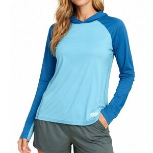 Stio Womens UPF 50 Sun Hoodie Long Sleeve Activewear Blue XL Lightweight